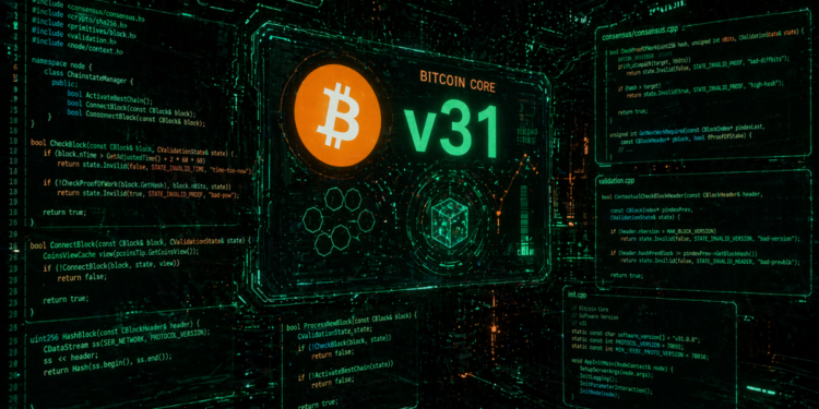Líneas de código de Bitcoin Core y su nueva versión v31.