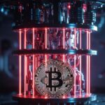 Una computadora cuรกntica atacando a una moneda de BTC.