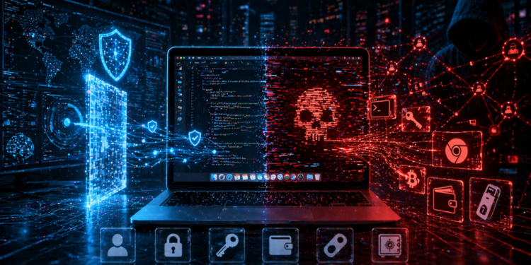 Una computadora siendo atacada por un malware.