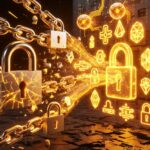 Candados y cadenas chocando contra un muro anticuántico.