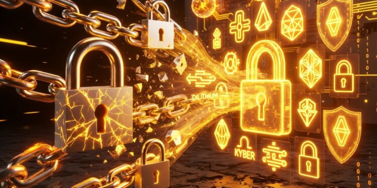 Candados y cadenas chocando contra un muro anticuántico.