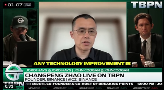 CZ de Binance en una entrevista sobre cuántica y Bitcoin.
