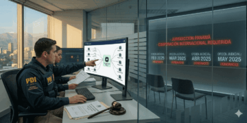 Funcionarios chilenos rastrean transferencias de criptomonedas en una pantalla.