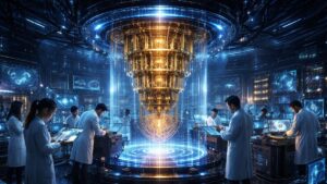 Cientificos en un laboratorio de computación cuántica.