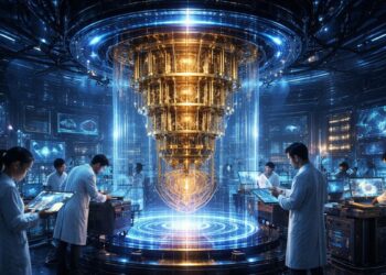 Cientificos en un laboratorio de computación cuántica.