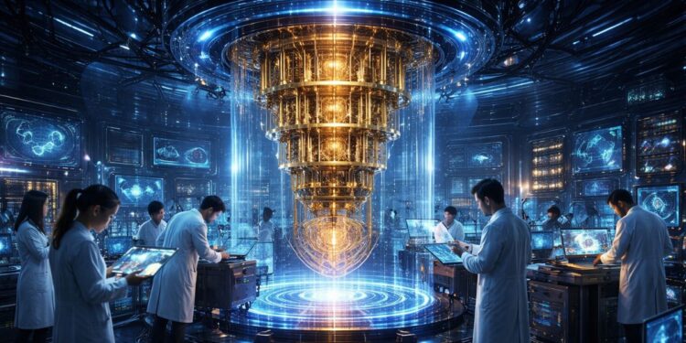 Cientificos en un laboratorio de computación cuántica.