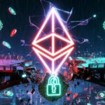 Un token de Ethereum en un puente roto con un candado roto.
