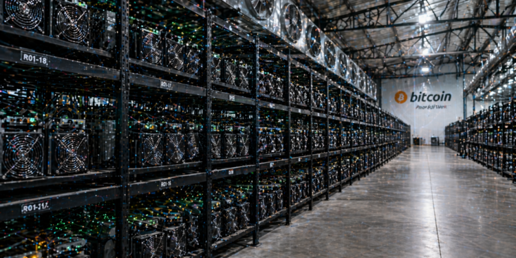 Un galpón con ASIC de minería de Bitcoin.