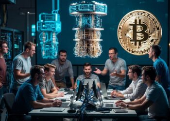Desarrolladores discutiendo sobre cuántica y Bitcoin.
