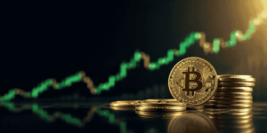 Imagen de unas velas en positivo, que reflejan el crecimiento de los ETF de bitcoin.