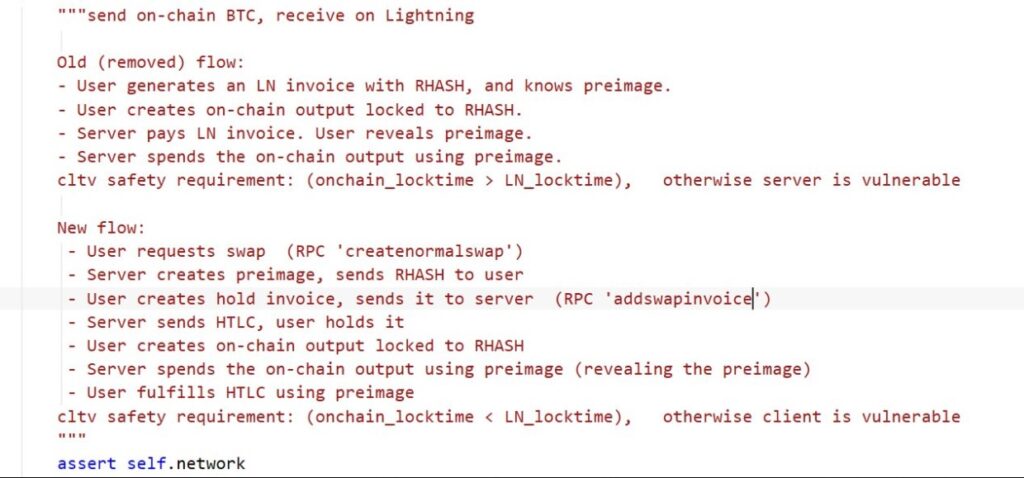 Exchange flow code in Electrum