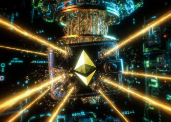 Una wallet con una criptomoneda de ether siendo atacada por un ordenador cuántico.