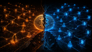 La red Bitcoin sufriendo una bifurcación.