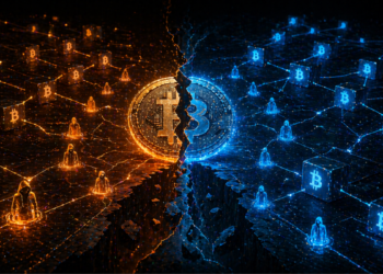 La red Bitcoin sufriendo una bifurcación.