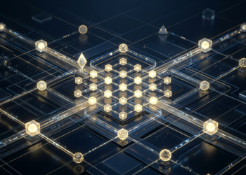 Imagen que ilustra la red de BNB Smart Chain, con una figura del logo de Ethereum.