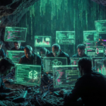 Un grupo de hackers operando en una cueva secreta.