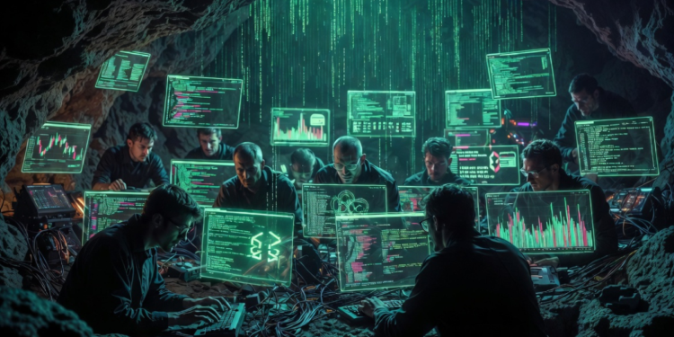 Un grupo de hackers operando en una cueva secreta.