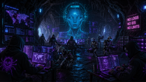 Hackers operando desde una cueva con robots de IA.