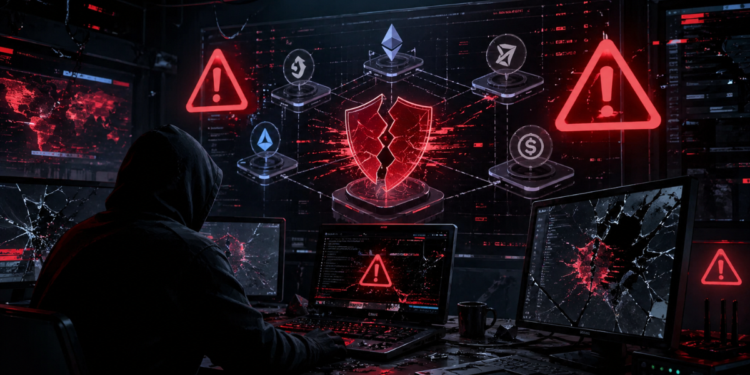 Una persona vestida de negro operando en un sistema de computadoras.