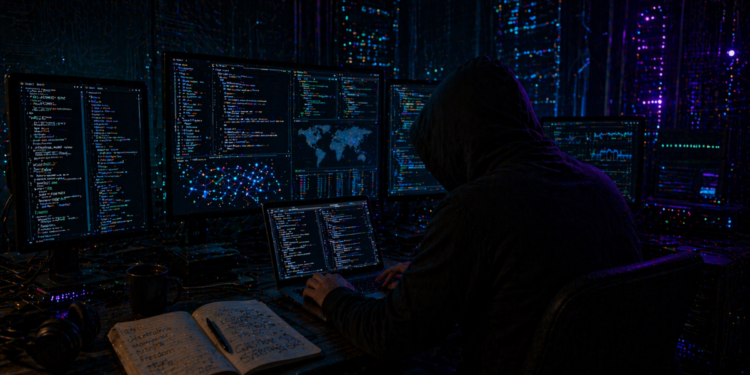 Un hacker operando para atacar sistemas digitales.