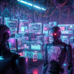 Robots de IA operando en un centro de desarrollo.