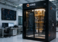 Un laboratorio de la compañía IonQ con una computadora cuántica.