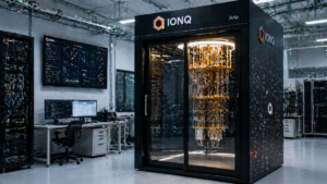 Un laboratorio de la compaรฑรญa IonQ con una computadora cuรกntica.