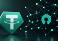 Logo de tether sobre un fondo negro