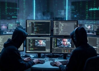 Hackers operando desde una oficina.