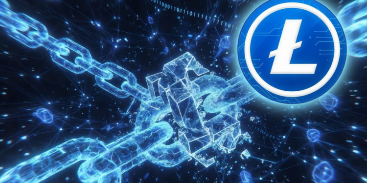 Cadenas de bloques de la red Litecoin chochando y rompiéndose.