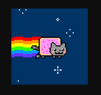 An internet meme of an animated flying kitten, named Nyan Cat.