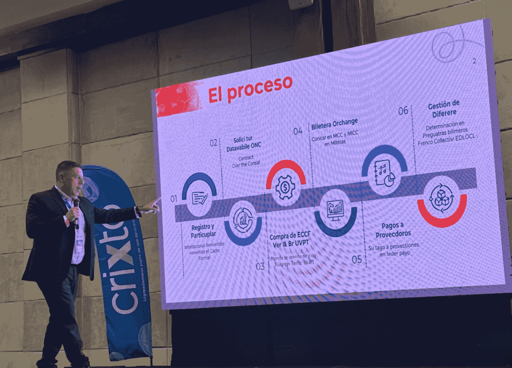 Orlando Germán, facilitador del diplomado en gestión de Criptoactivos y Finanzas Digitales de la UCV durante su charla en la Cumbre Crypto de ;argarita en Venezuela.