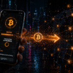 Un dispositivo móvil enviando una operación en Bitcoin.