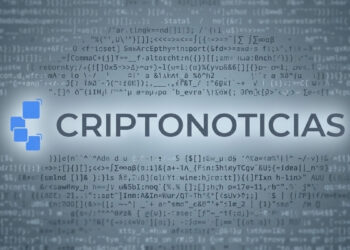 Logo de CriptoNoticias rodeado de código informático