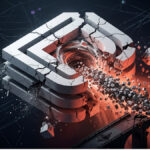 Ilustración conceptual del exploit de Drift Protocol en Solana, mostrando el logo fracturado y la fuga masiva de activos digitales en un entorno DeFi.