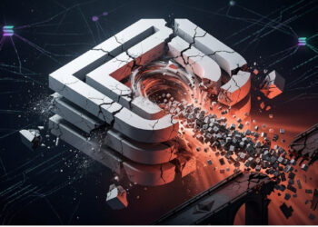 Ilustración conceptual del exploit de Drift Protocol en Solana, mostrando el logo fracturado y la fuga masiva de activos digitales en un entorno DeFi.