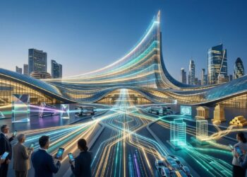 Futuro de las finanzas digitales y tokenización de activos reales (RWA) en una ciudad moderna. Profesionales gestionando inversiones digitales y tradicionales conectadas por tecnología en tablets.