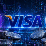 El logo de la red Polygon y Base junto al del procesador de pagos Visa.