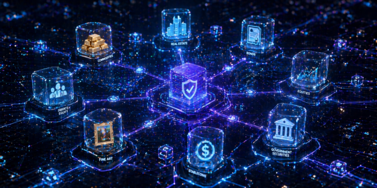 Activos tokenizados corriendo sobre una blockchain.