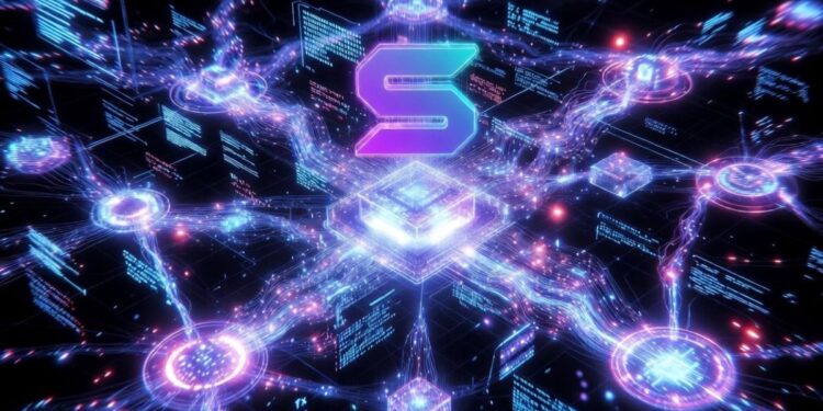 La red solana procesando bloques y transacciones.