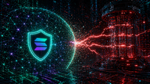 La red Solana con un escudo frente a un ataque cuántico.