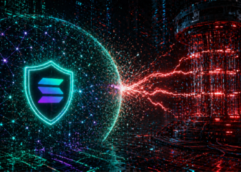 La red Solana con un escudo frente a un ataque cuántico.