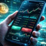 Un dispositivo móvil operando activos financieros.