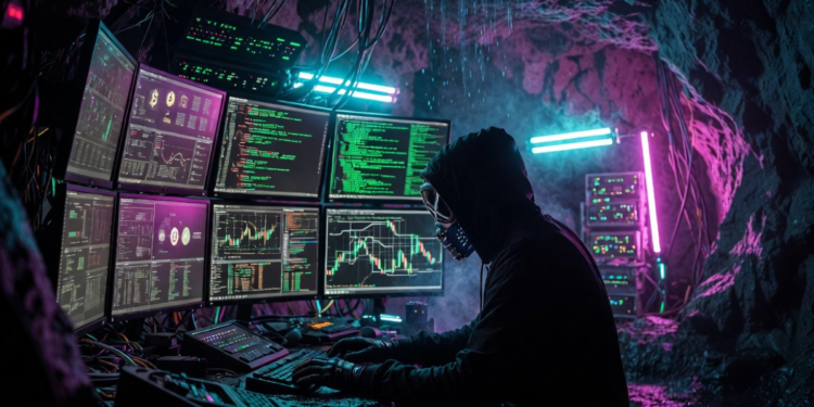 Un hacker operando desde una cueva.