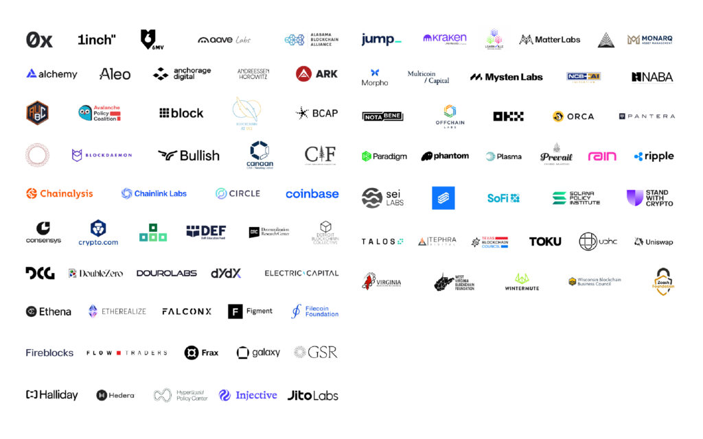 Image with all the cryptocurrency companies of the coalition against the Senate