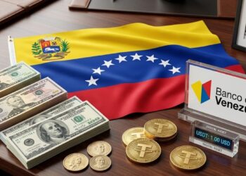 Billetes de dólares y euros, con la bandera de Venezuela de fondo.