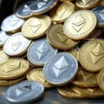 Monedas físicas de ether dentro de una bóveda.