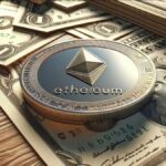 Moneda de ether físicas sobre dólares estadounidenses.