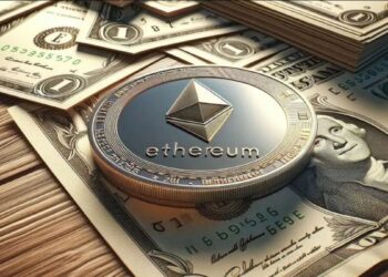 Moneda de ether físicas sobre dólares estadounidenses.