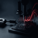 Una hardware wallet siendo atacada por un ataque de canal lateral.